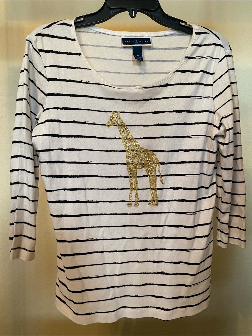 Karen Scott Striped Golden Giraffe Top